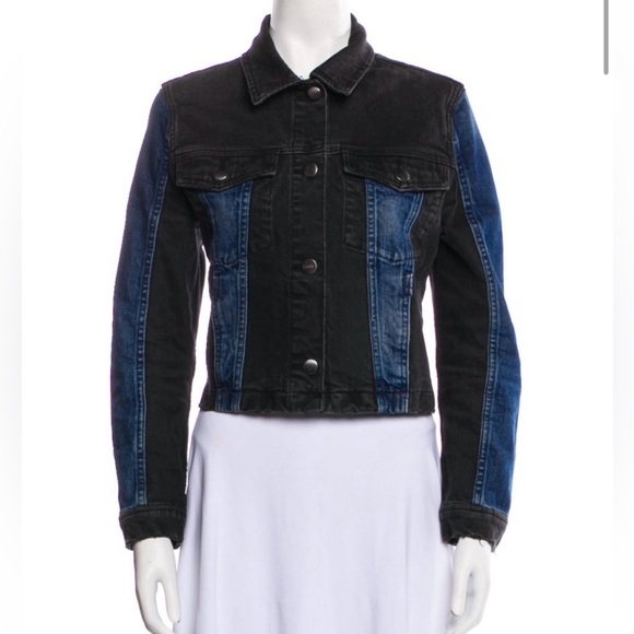 FRAME Colorblock Pattern Denim Jacket - Picture 1 of 3